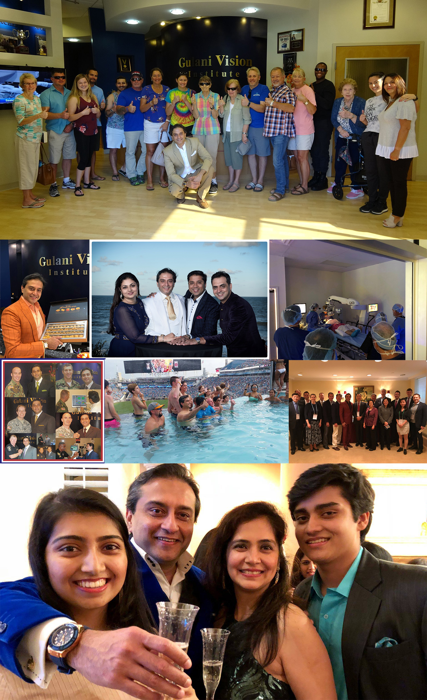 Collage of Dr. Gulani With Patients and Family
